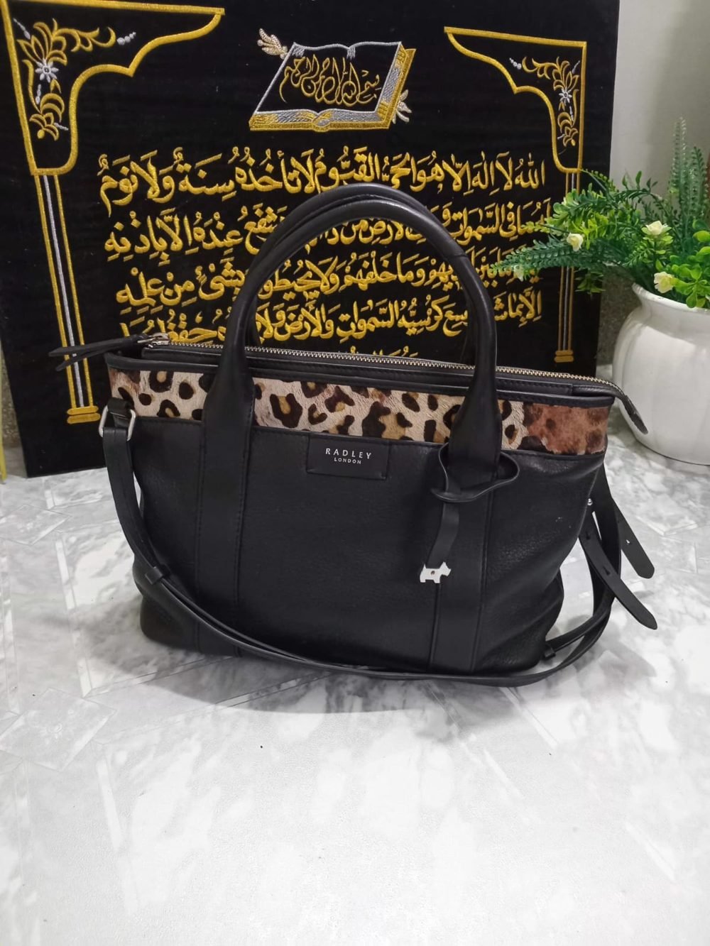 Radley London Satchel with Leopard Trim - real photo