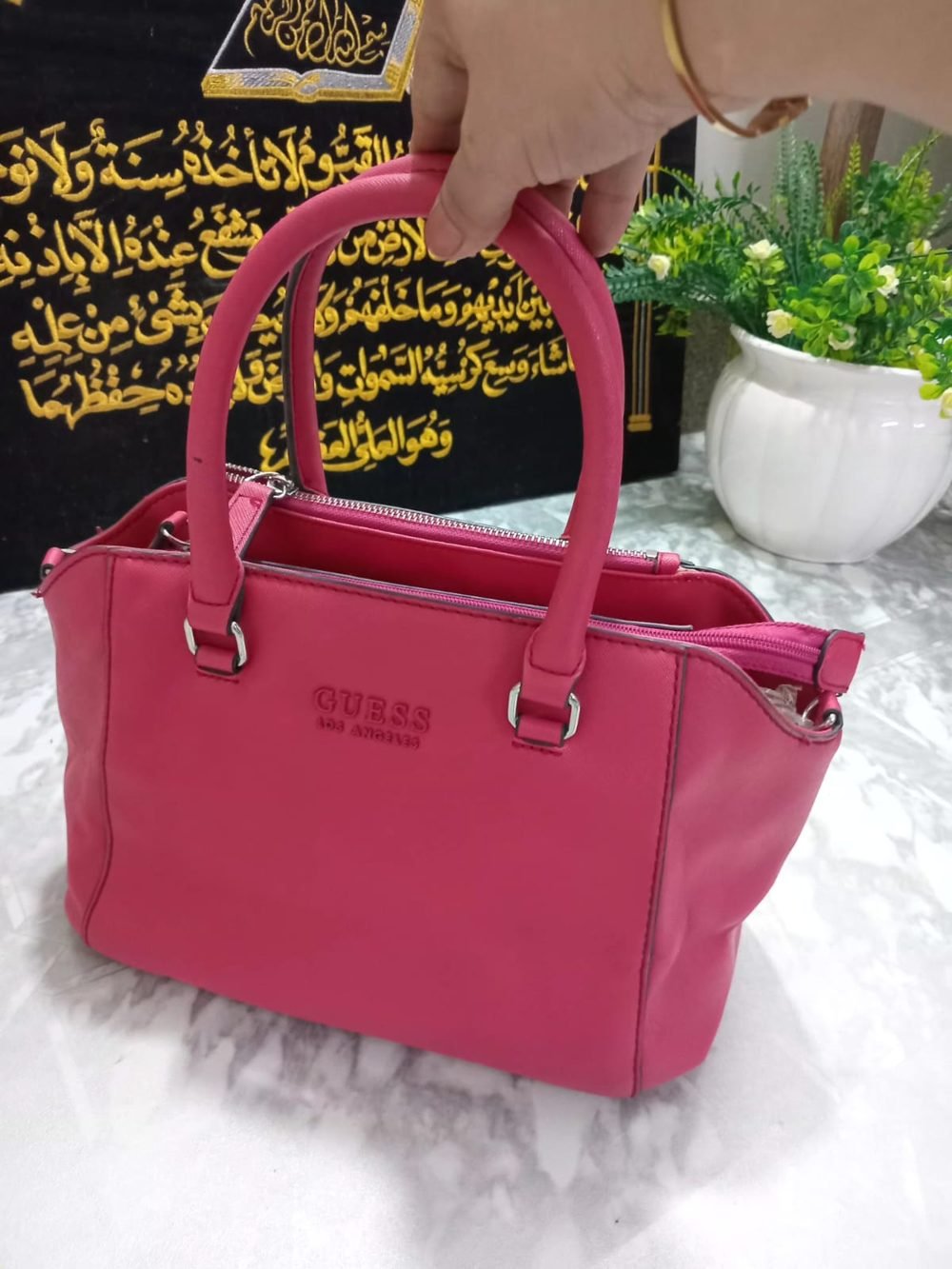 Guess Pink Satchel with Crossbody Strap - real photo