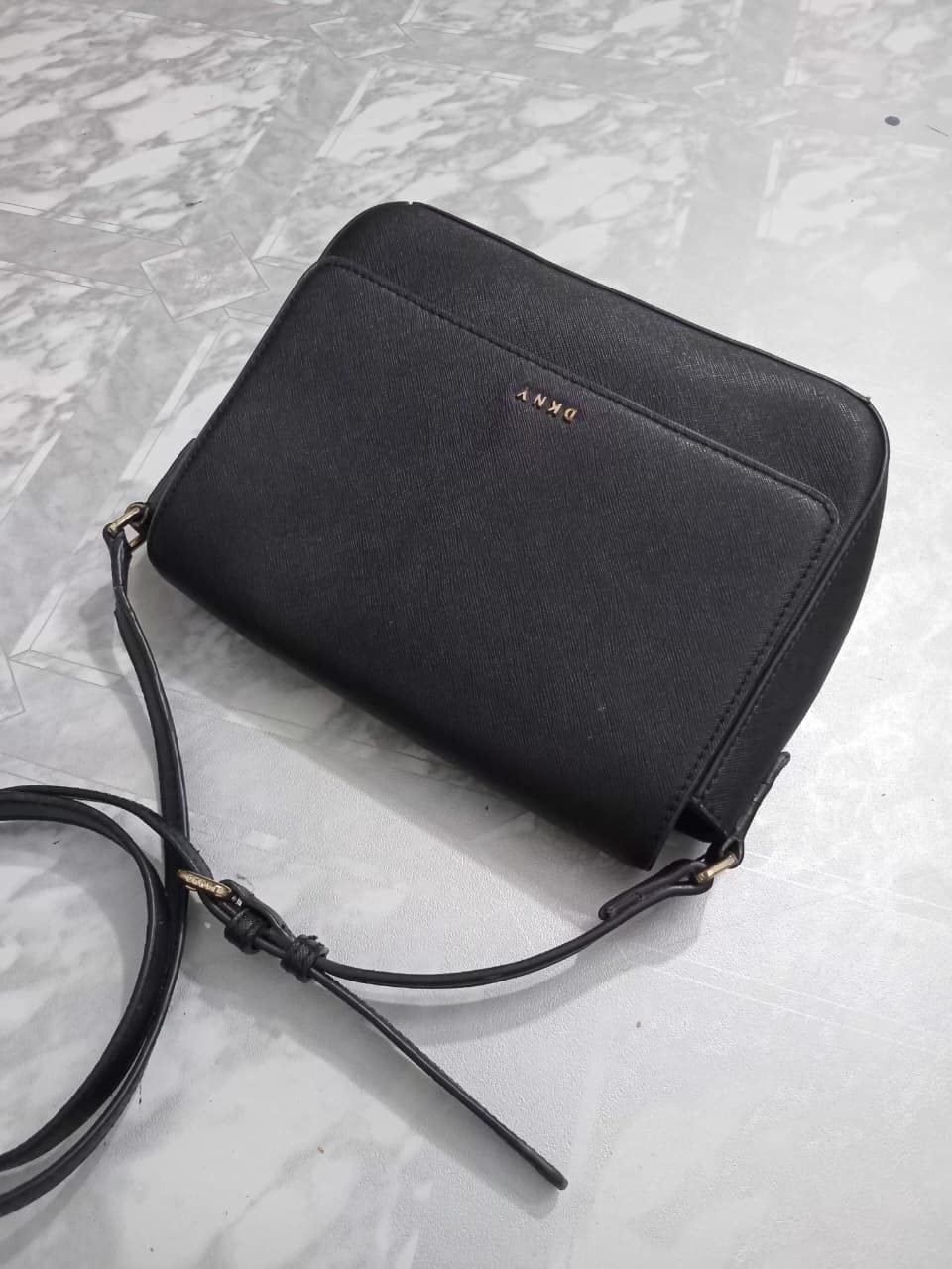 Black Saffiano Crossbody Camera Bag - real photo