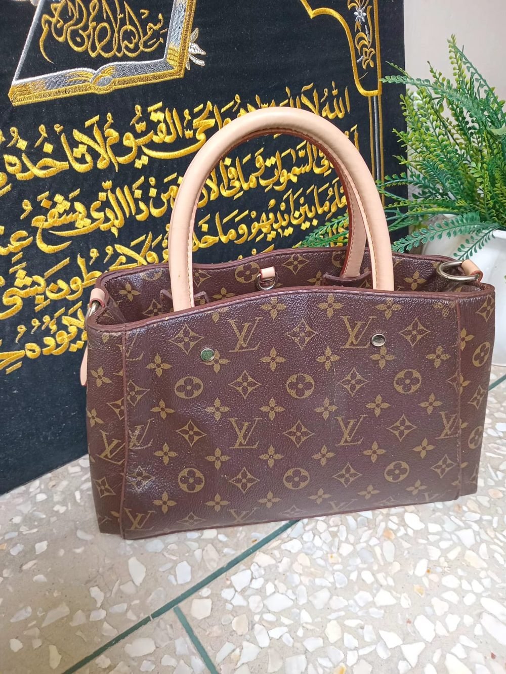 Monogram Canvas Satchel with Natural Leather Trim - real photo