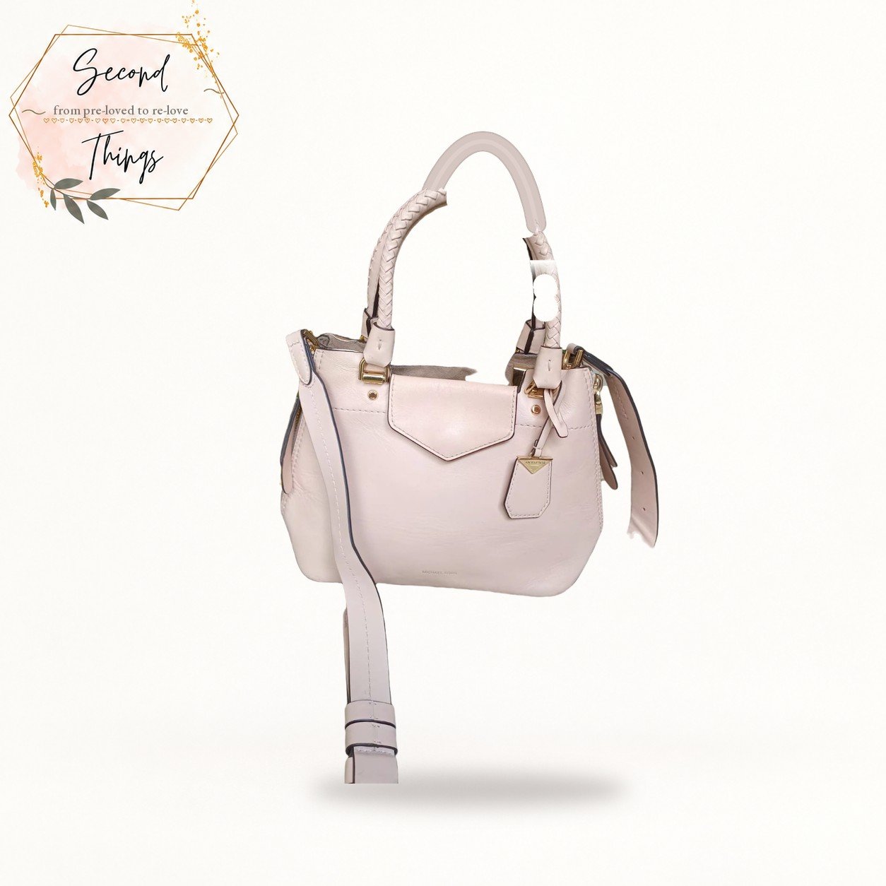 Blush Leather Satchel with Detachable Strap