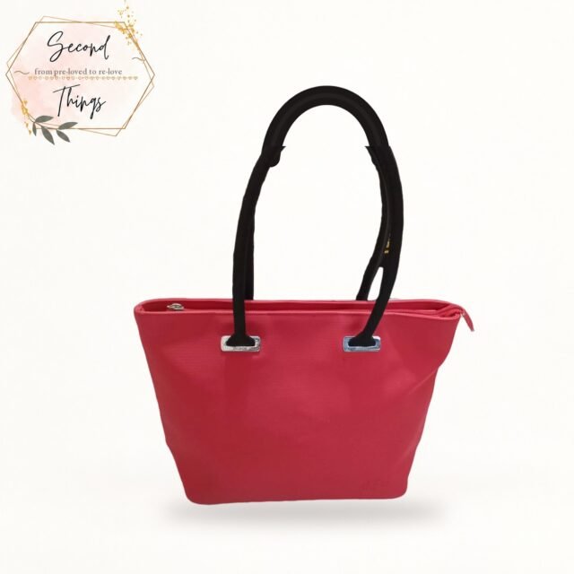 Red Zip Tote with Black Handles