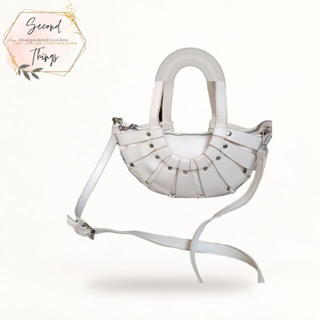 Cream Pleated Half-Moon Crossbody
