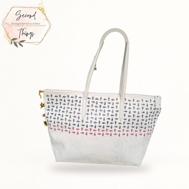 White Printed Zip Tote