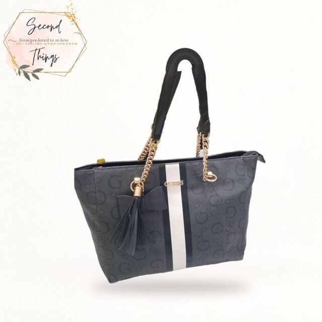 Logo-Print Tote with Tassel and Chain Handles