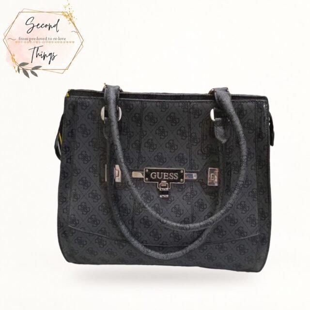 Guess Logo Satchel in Charcoal