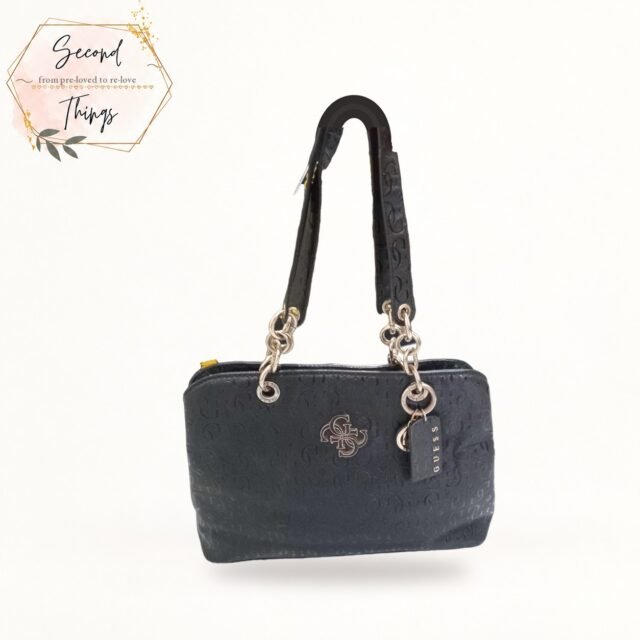 Guess Embossed Shoulder Bag in Black
