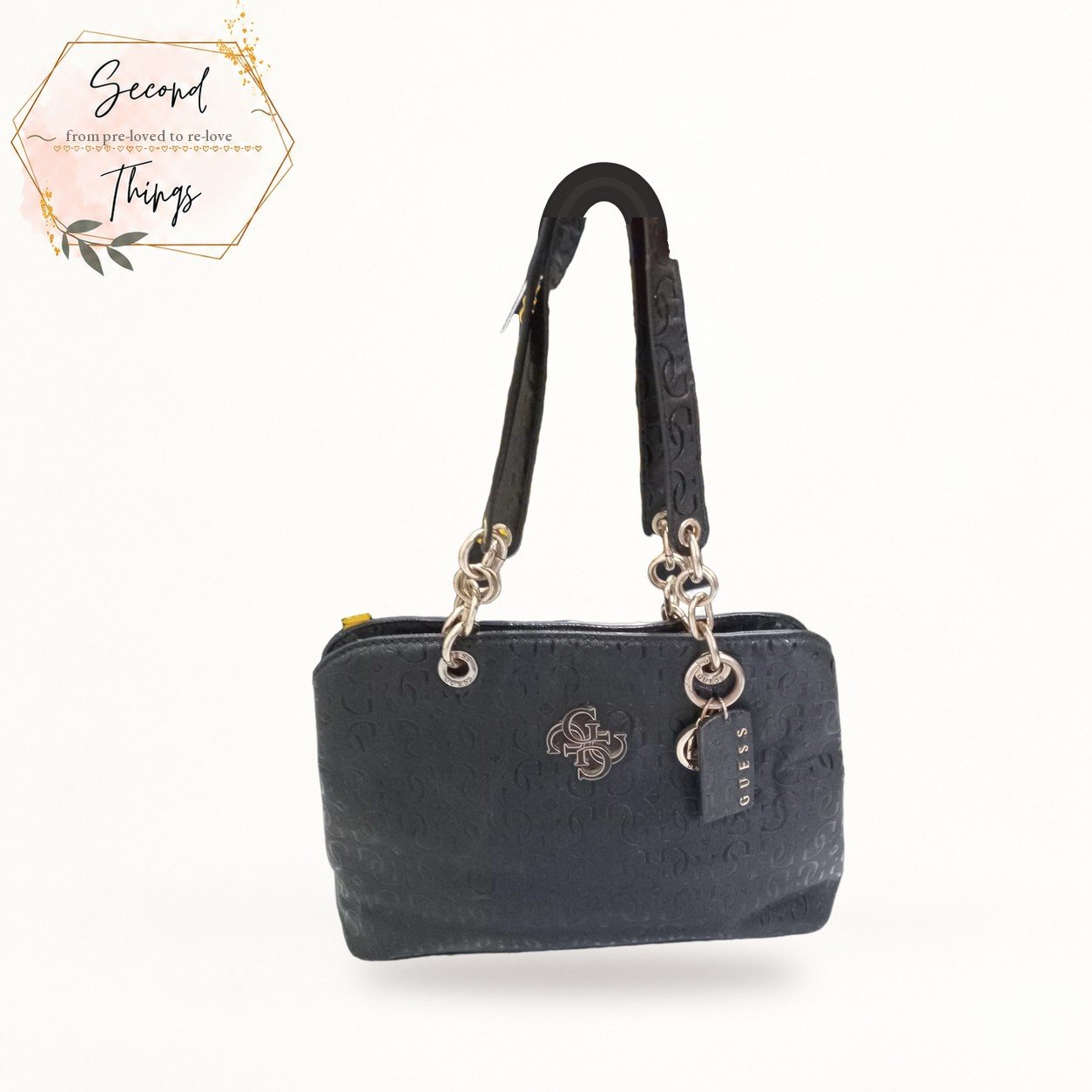 Guess Embossed Shoulder Bag in Black