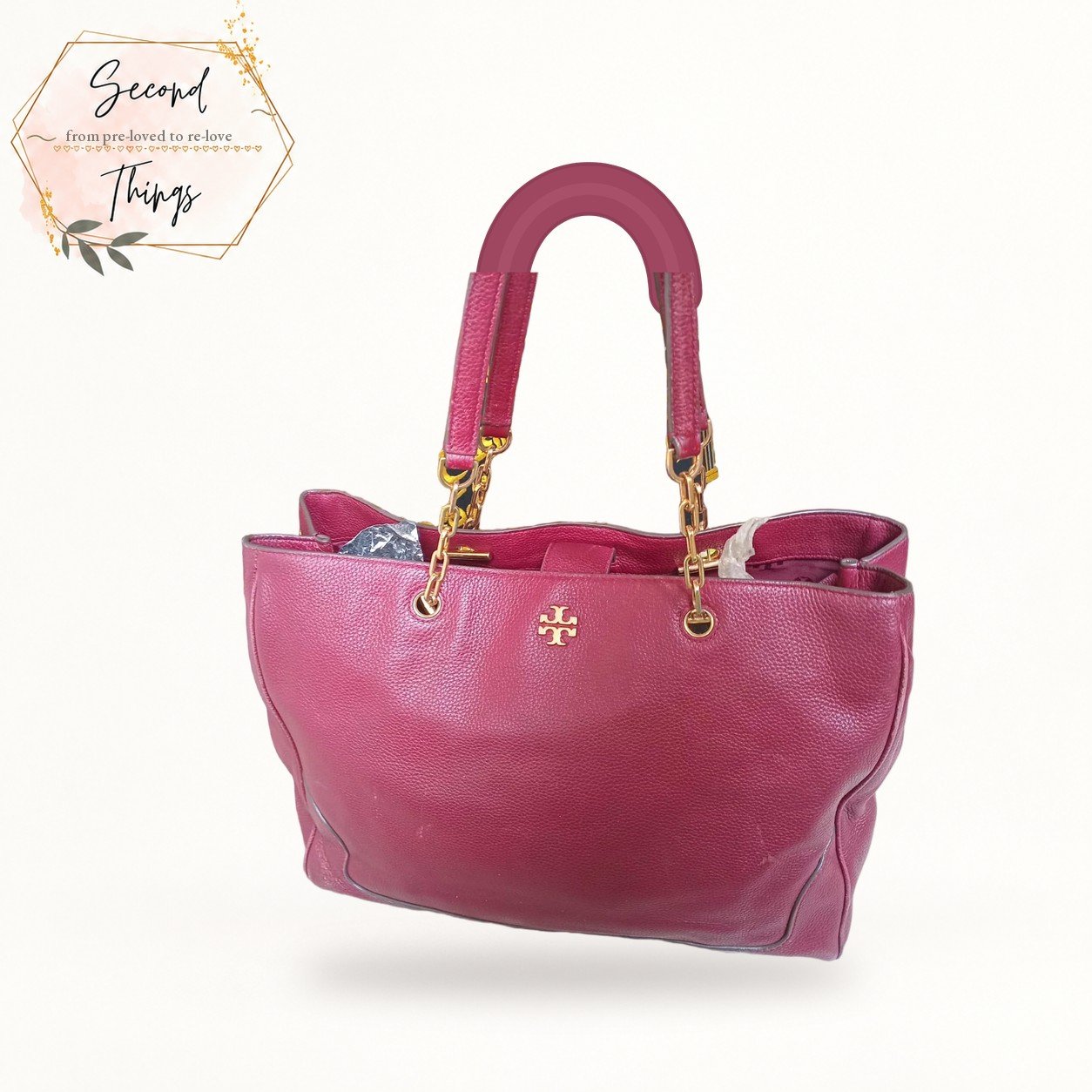 Tory Burch Chain-Handle Tote in Berry