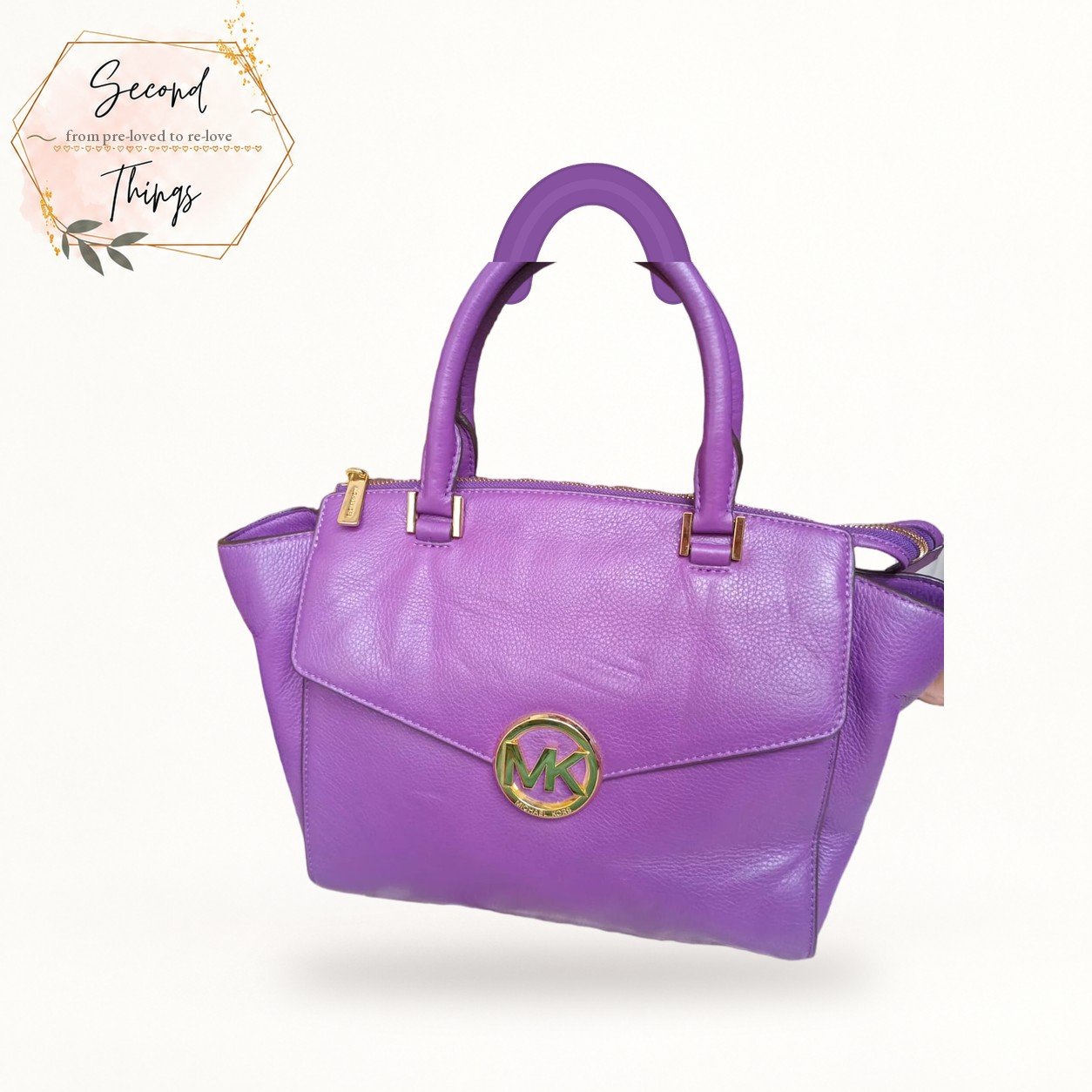 Michael Kors Leather Satchel in Purple