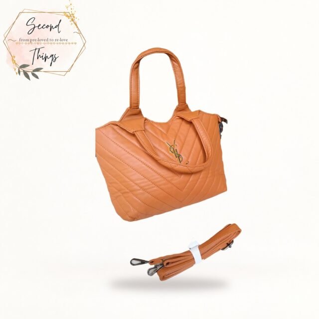 Orange Quilted Satchel with Detachable Strap