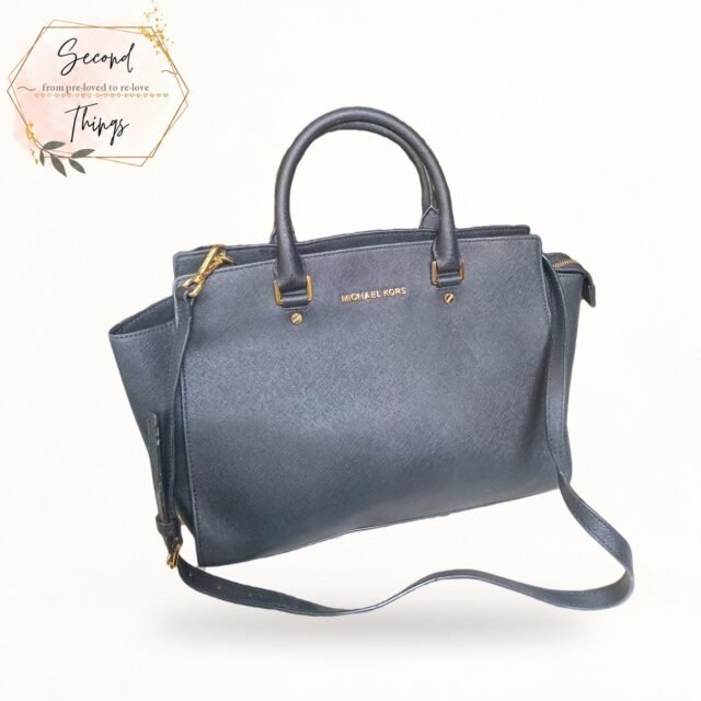 Michael Kors Saffiano Satchel in Navy