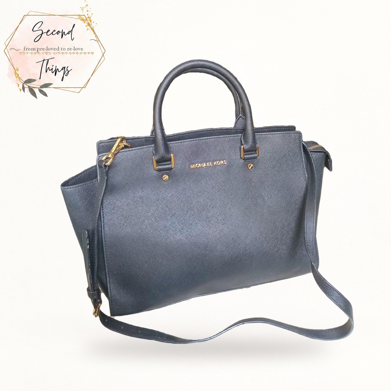 Michael Kors Saffiano Satchel in Navy