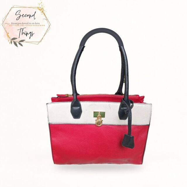Colour-Block Tote with Padlock Charm