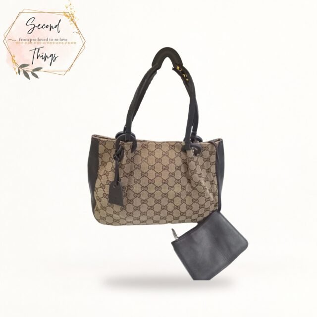 Canvas Monogram Tote with Leather Pouch