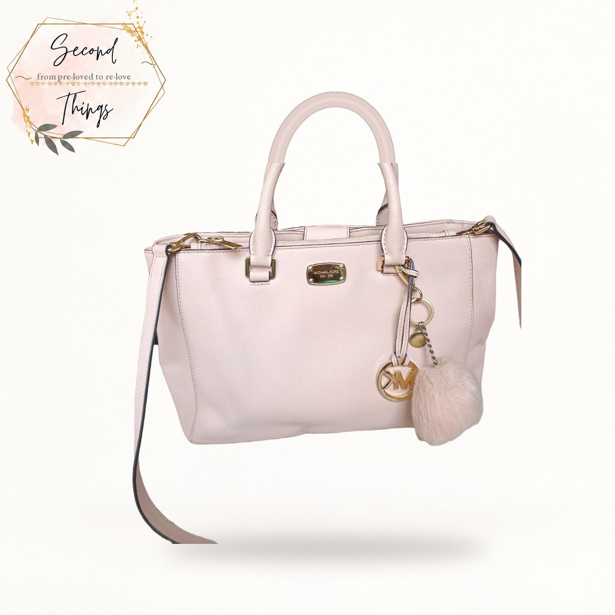 Michael Kors Satchel in Blush with Pom-Pom Charm