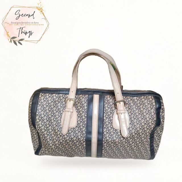 DKNY Monogram Duffle in Navy and Cream