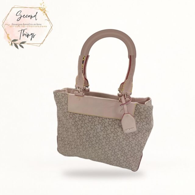 DKNY Logo Tote in Blush and Beige