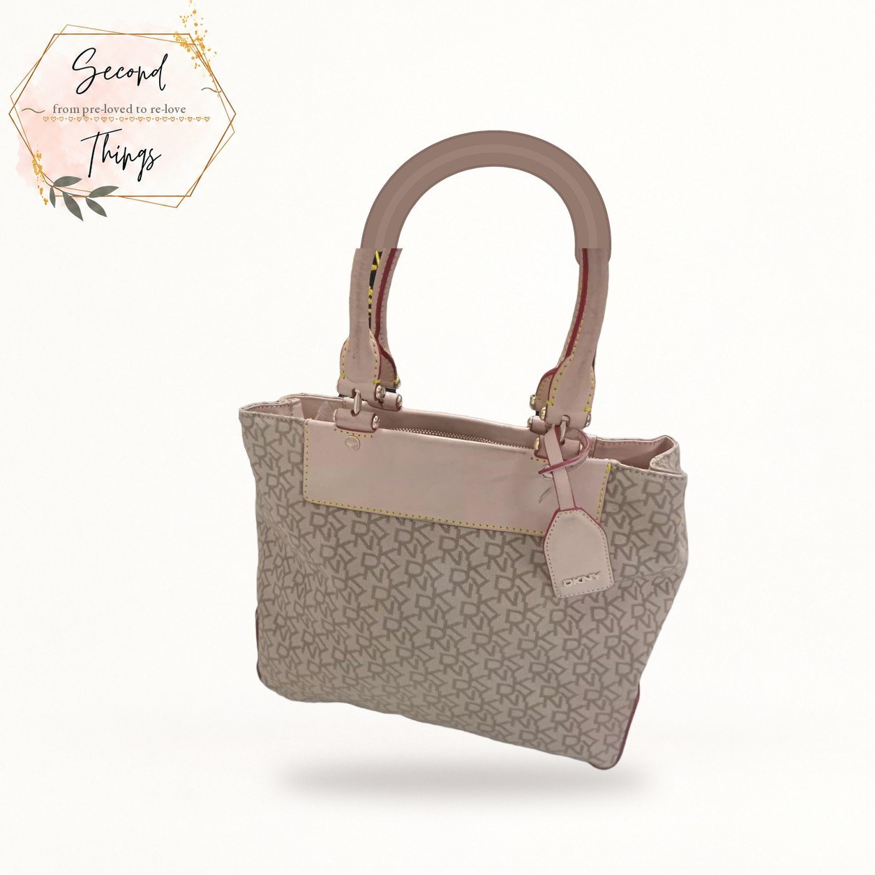 DKNY Logo Tote in Blush and Beige