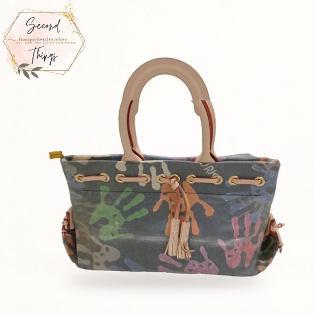 Hand-Print Canvas Drawstring Tote