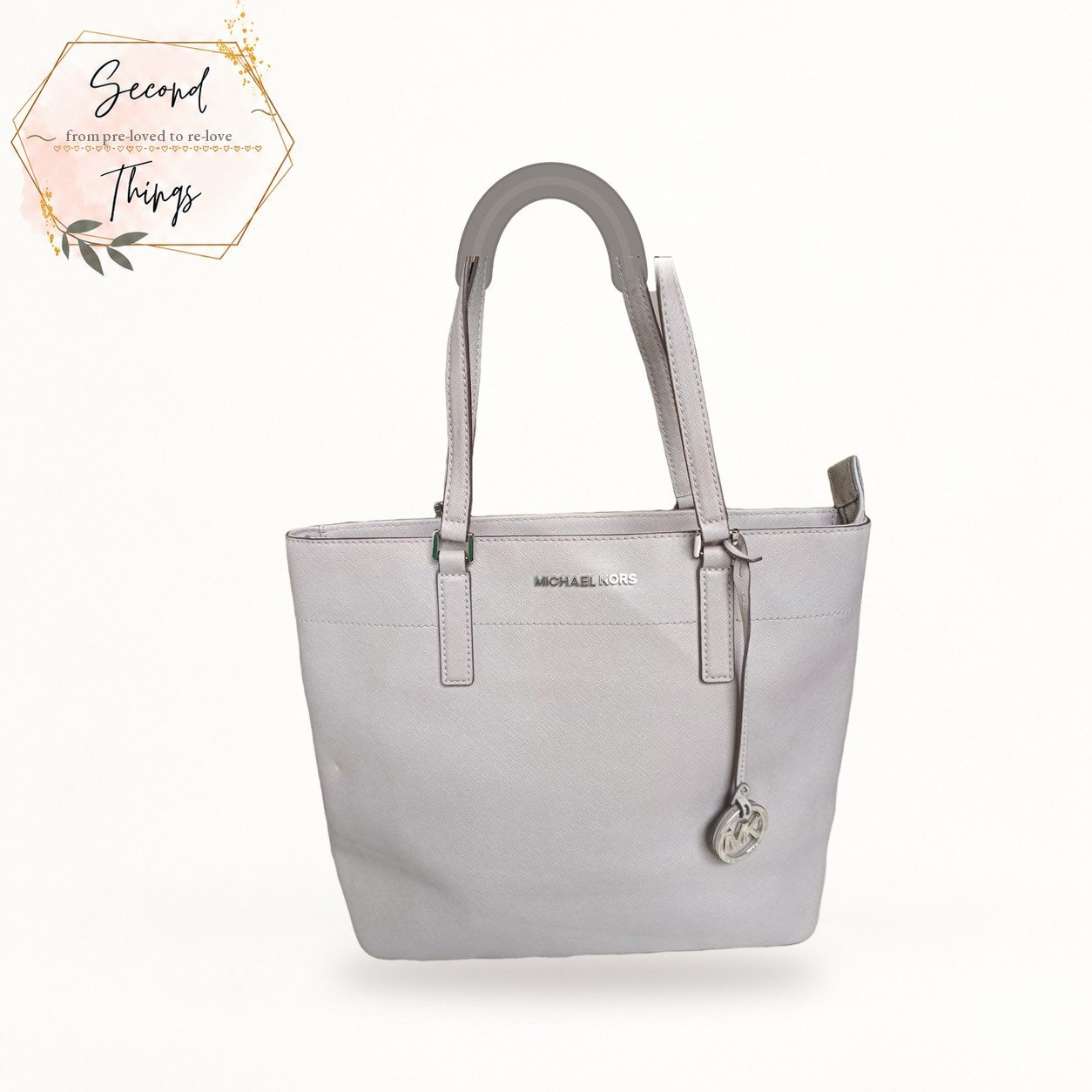Michael Kors Leather Tote in Dove Grey